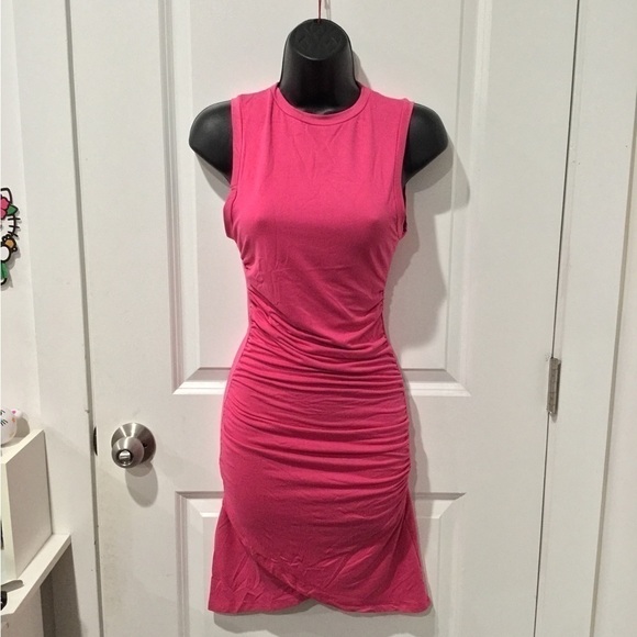 FUSCHIA Tank Shirring Tulip Hem Mini Dress - Picture 4 of 5